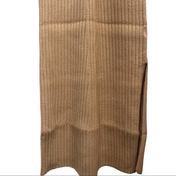 Wayf Ribbed Knit Sweater Dress Midi Tan Cutout Tie Emily x Dede Size XSmall New - Picture 6 of 11